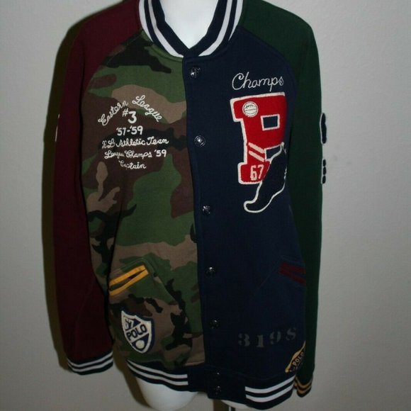 polo ralph lauren patchwork baseball jacket